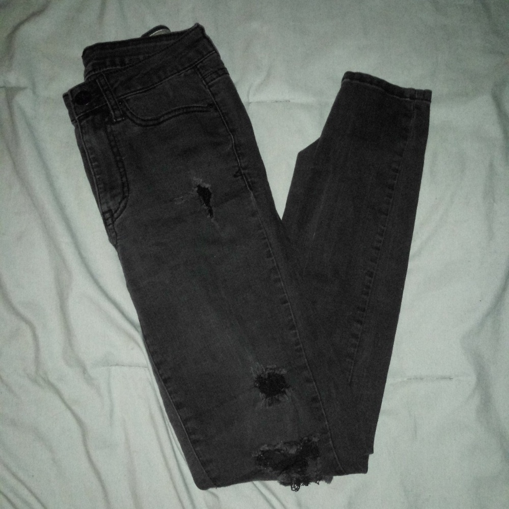 dark grey jeans.